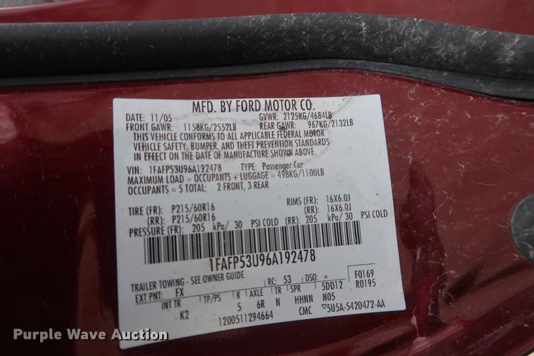 image for item EP9292 2006 Ford Taurus SE