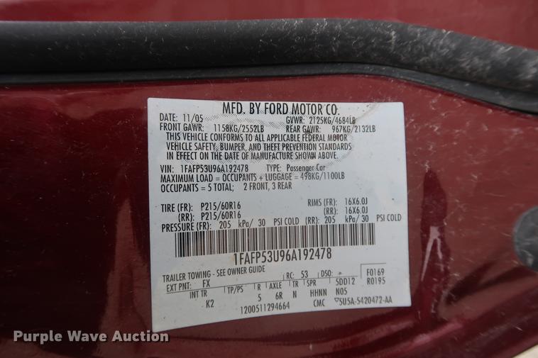 image for item EP9292 2006 Ford Taurus SE