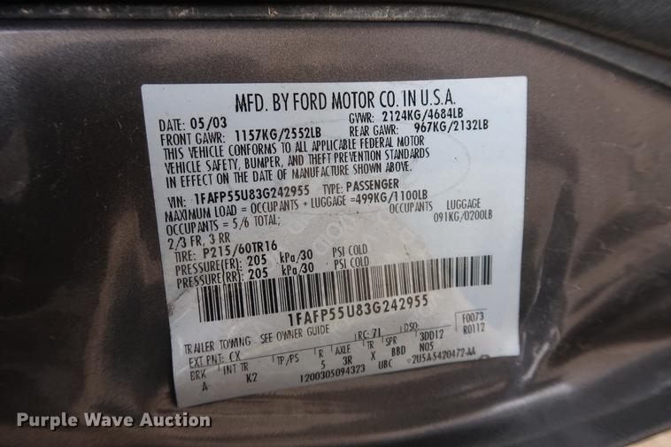 image for item EP9293 2003 Ford Taurus SES