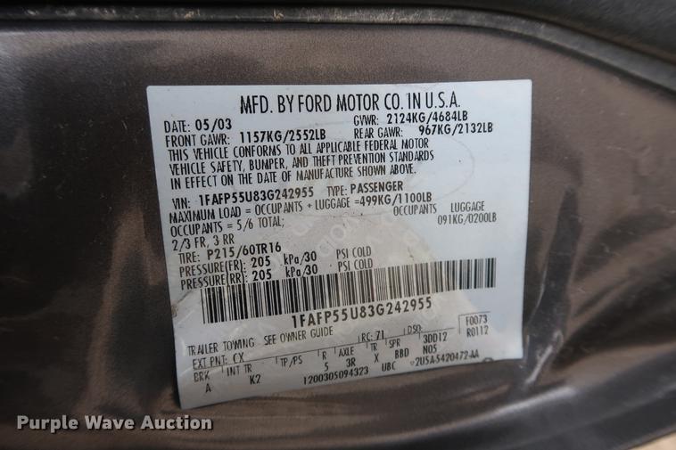 image for item EP9293 2003 Ford Taurus SES
