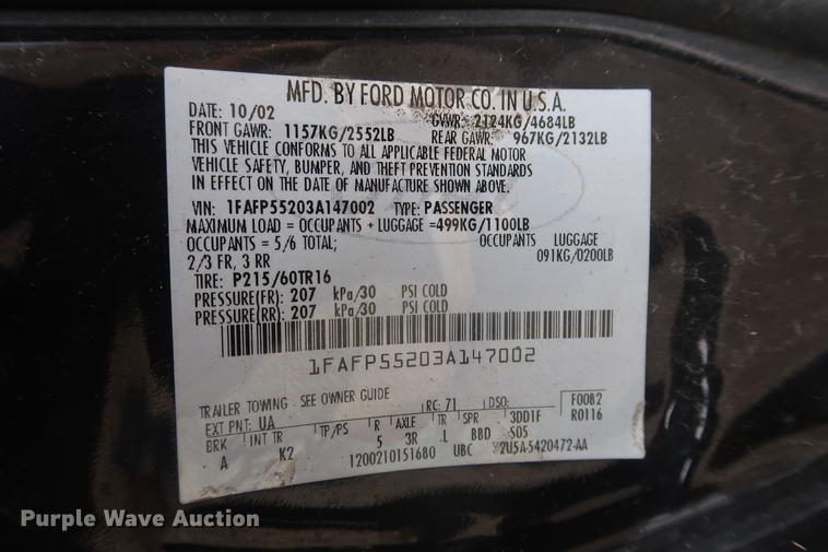 image for item EP9294 2003 Ford Taurus SES