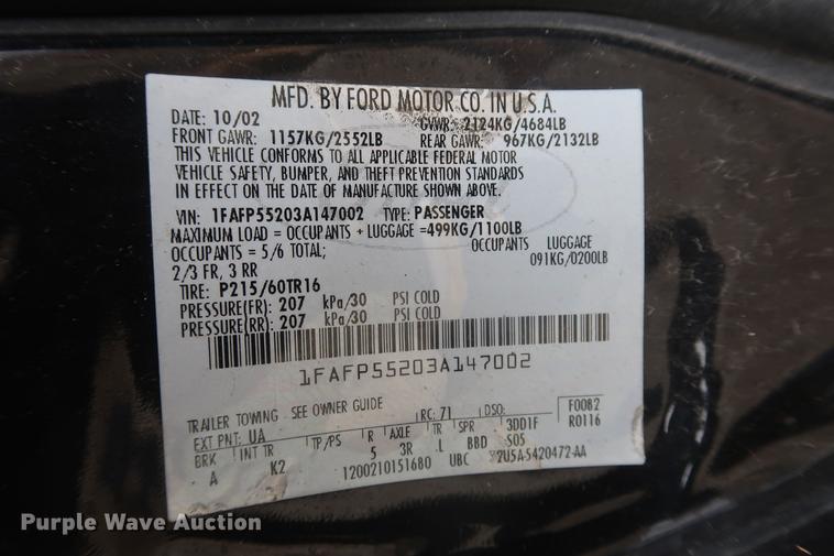 image for item EP9294 2003 Ford Taurus SES