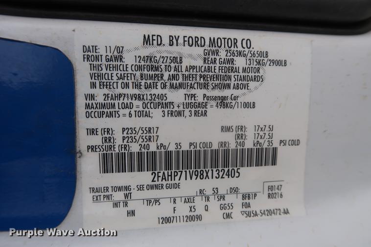 image for item EP9297 2008 Ford Crown Victoria Police Interceptor