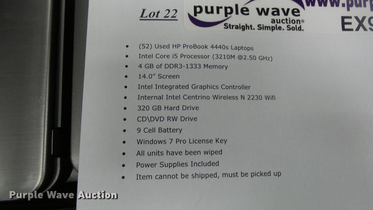image for item EX9106 (52) HP ProBook 4440 laptops