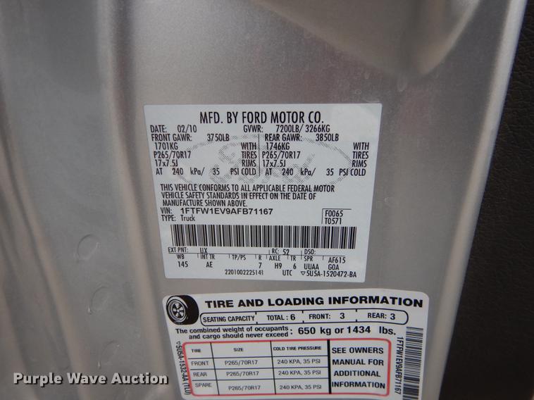 image for item DC0369 2010 Ford F150 XL SuperCrew pickup truck