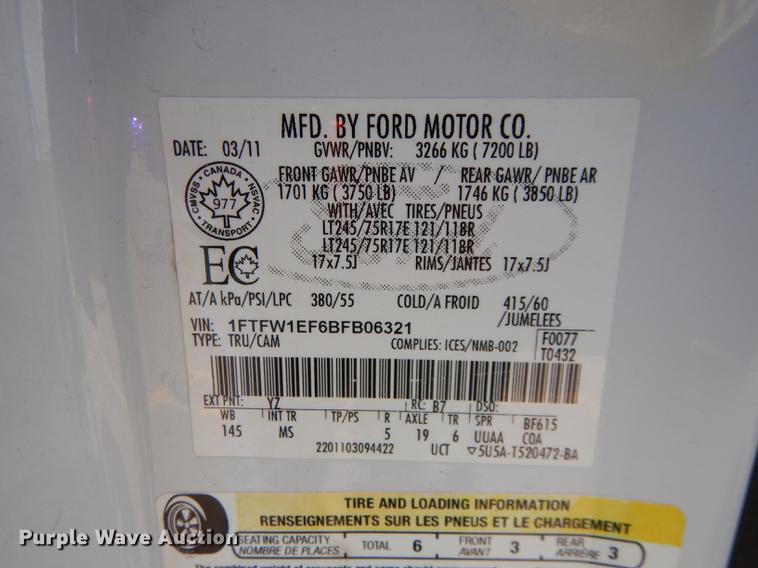 image for item DC0404 2011 Ford F150 XLT SuperCrew pickup truck