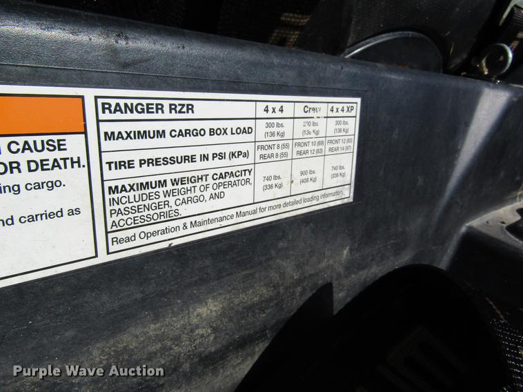 image for item DC4325 2012 Polaris Ranger RZRS UTV