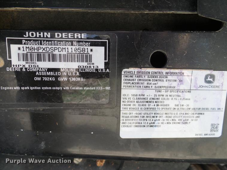 image for item DD1342 2013 John Deere Gator HPX UTV