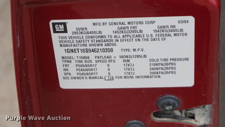 image for item DE3216 2004 Chevrolet TrailBlazer EXT SUV