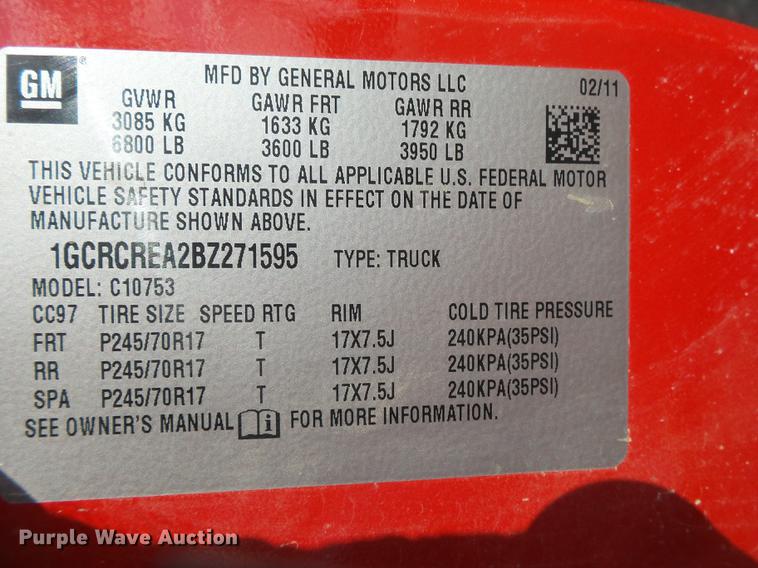 image for item DE3615 2011 Chevrolet Silverado 1500 Ext. Cab pickup truck