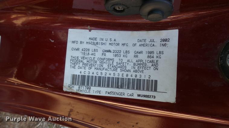 image for item DP9561 2003 Chrysler Sebring LXi
