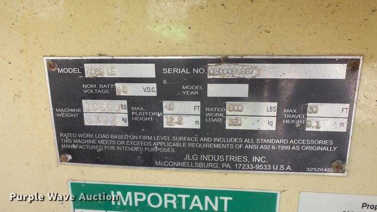 image for item EA9887 JLG 4069LE scissor lift