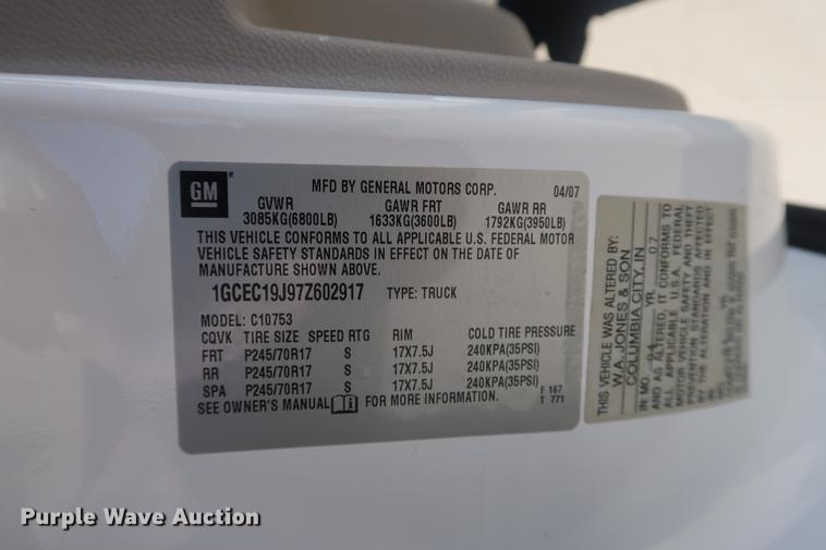 image for item EL9297 2007 Chevrolet Silverado 1500 Ext. Cab pickup truck