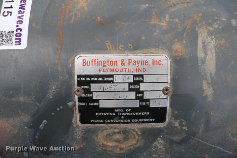 image for item EW9115 Buffington & Payne rotary phase converter/rotoverter