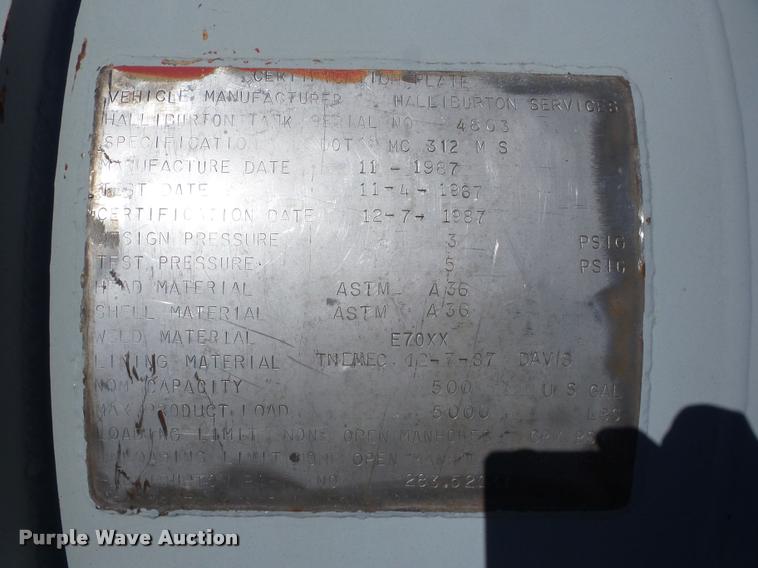 image for item K6481 1987 Halliburton tank trailer