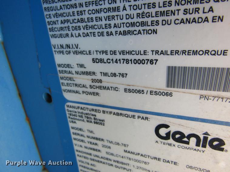 image for item DC4329 2008 Genie TML-4000N light plant