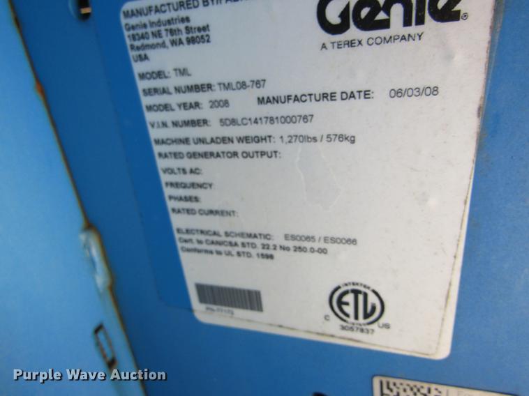 image for item DC4329 2008 Genie TML-4000N light plant