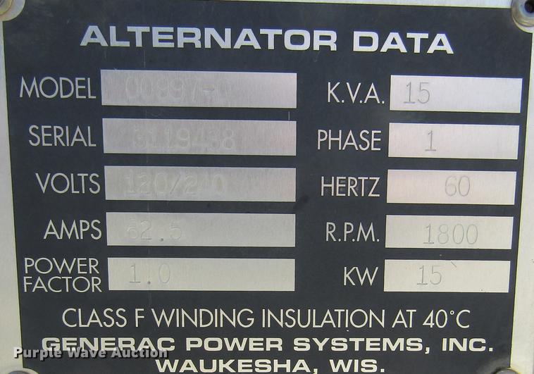 image for item DD2706 1998 Generac 00997-0 generator