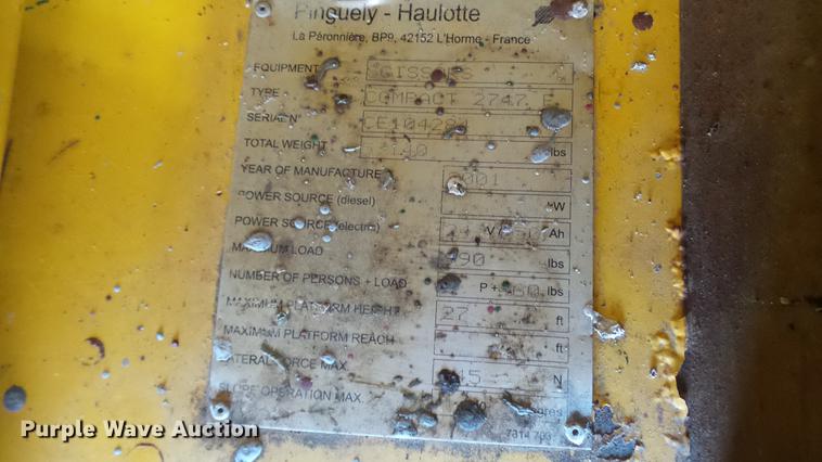 image for item DP9570 2001 Haulotte 2746E scissor lift