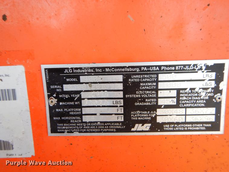 image for item EJ9911 2008 JLG 400S boom lift
