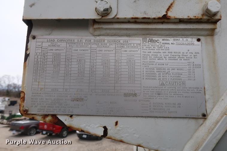 image for item EL9266 2001 Freightliner FL80 digger derrick truck