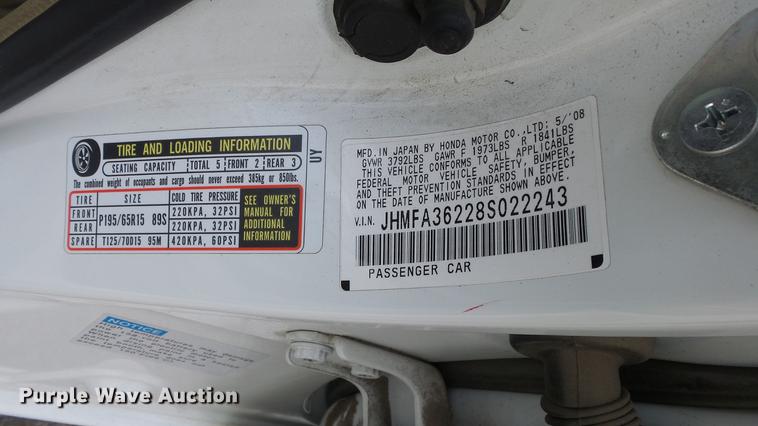 image for item DC3159 2008 Honda Civic