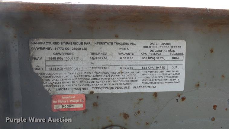 image for item DC3179 2007 Interstate utlity trailer