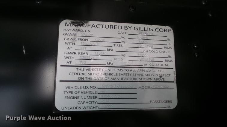 image for item DC3237 2002 Gillig C20B096N4 transit bus