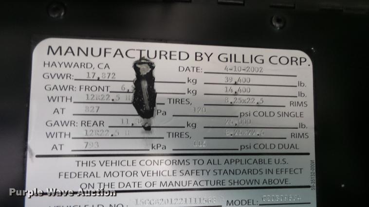 image for item DC3238 2002 Gillig C20B096N4 transit bus