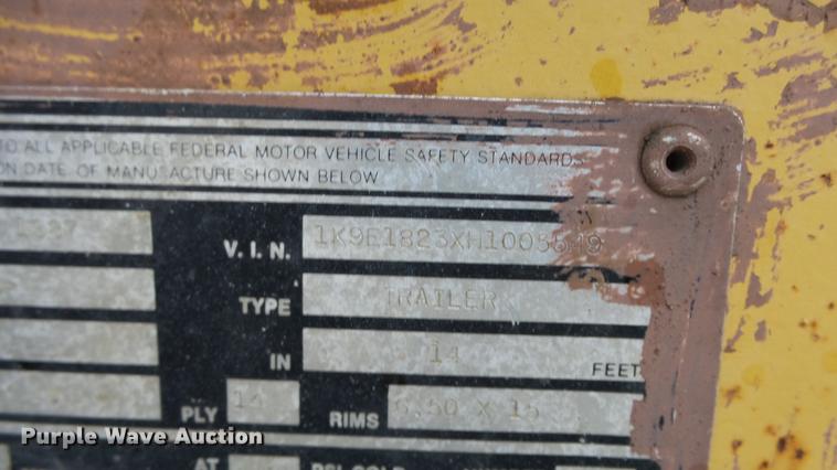 image for item DC3249 1987 Kalyn LB25T equipment trailer