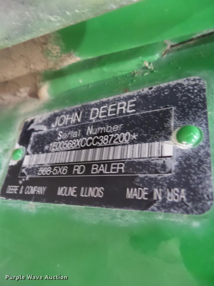 image for item DZ9230 2012 John Deere 568 round baler