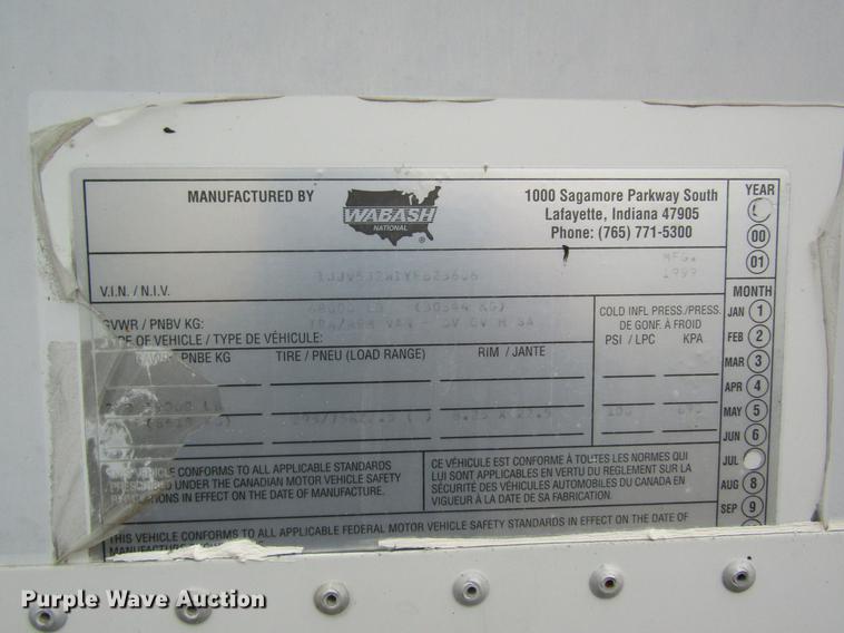 image for item DC4292 2000 Wabash dry van trailer