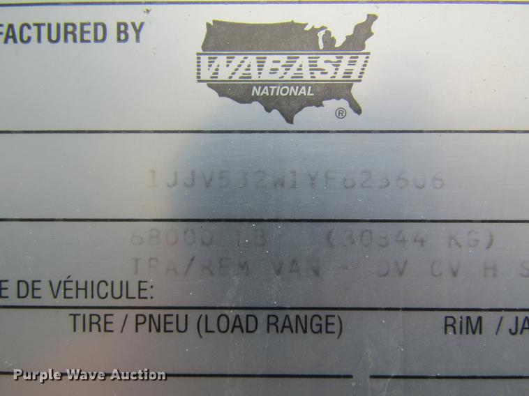 image for item DC4292 2000 Wabash dry van trailer