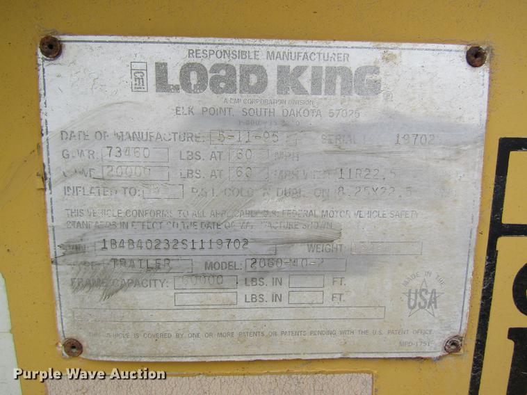 image for item DC4313 1995 Load King 2060-40-2 bottom dump trailer