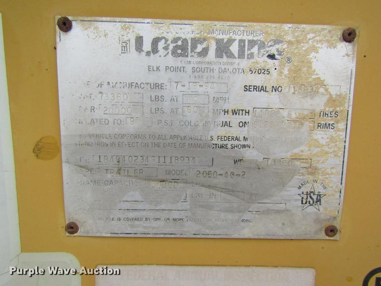 image for item DC4317 1994 Load King 2060-40-2 bottom dump trailer