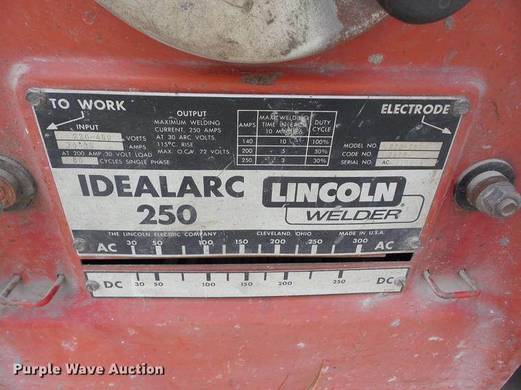 image for item AY9540 Lincoln Idealarc 250 welder
