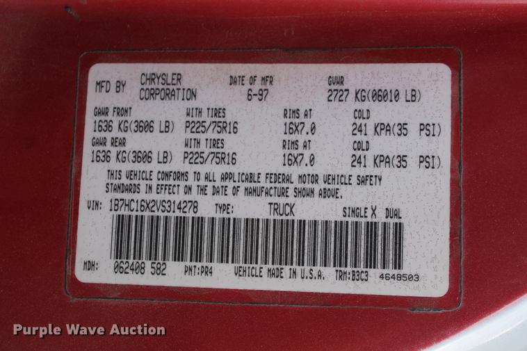 image for item DB5174 1997 Dodge Ram 1500 pickup truck