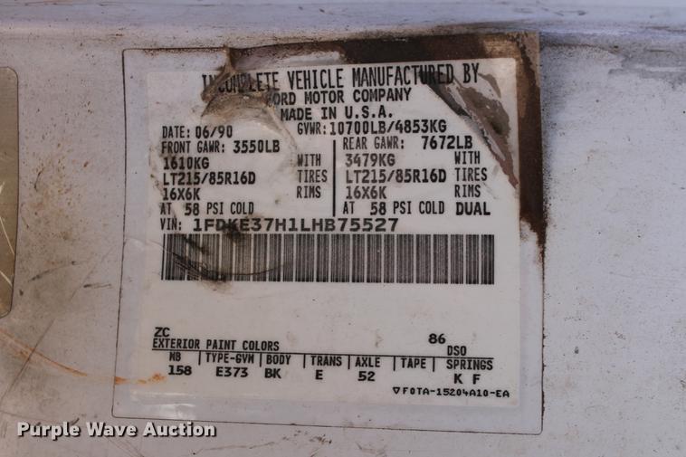 image for item DB5175 1990 Ford Econoline E350 box truck