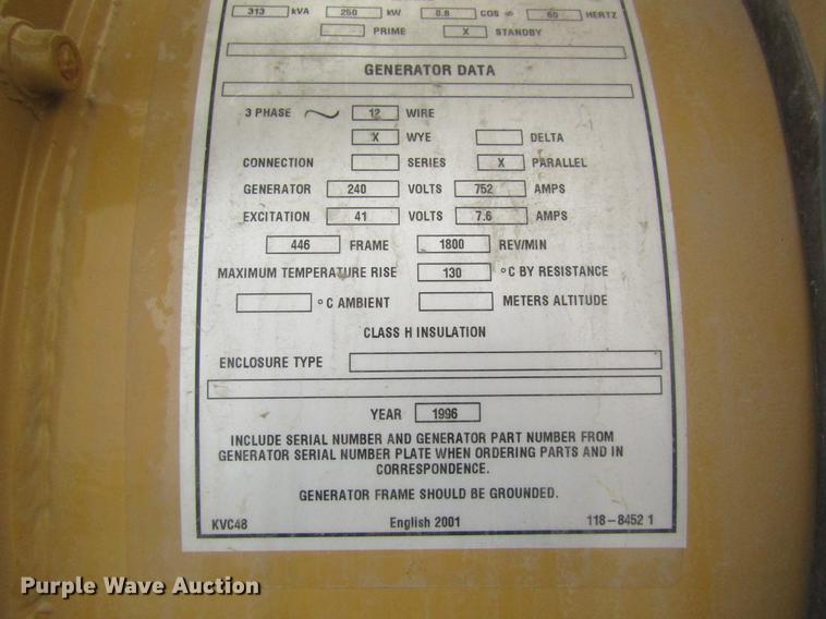 image for item DC4286 1996 Caterpillar SR4 generator