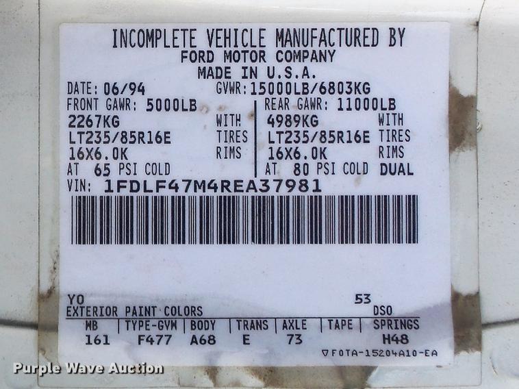 image for item DC7342 1994 Ford F450 Super Duty XL bucket truck