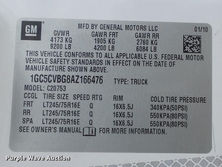 image for item DC7347 2010 Chevrolet Silverado 2500HD Ext. Cab pickup truck