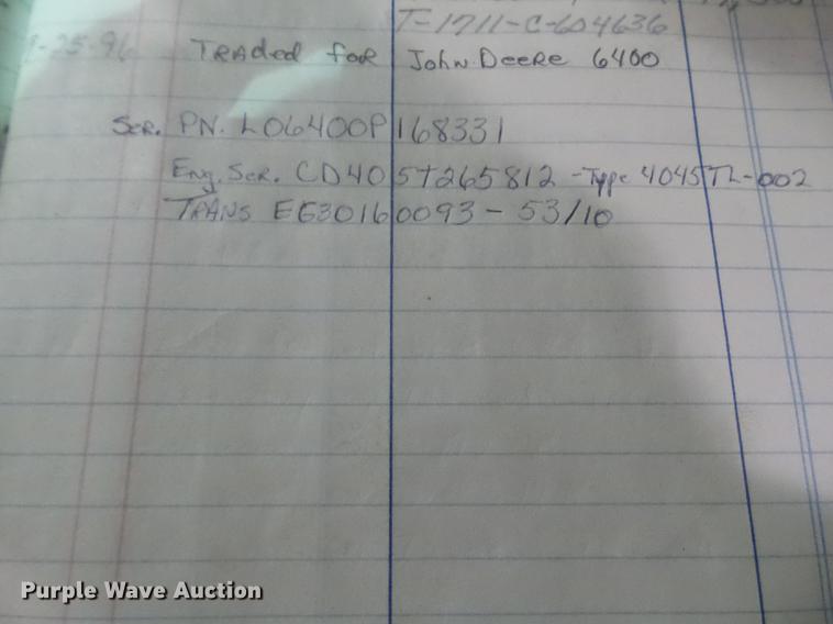 image for item DZ9323 1996 John Deere 6400 tractor