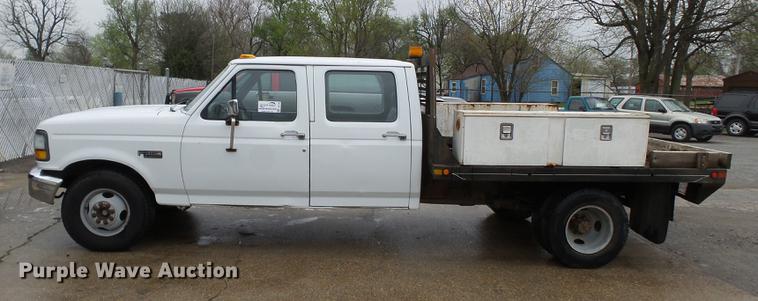 image for item DB7164 1994 Ford F350 Crew Cab flatbed truck