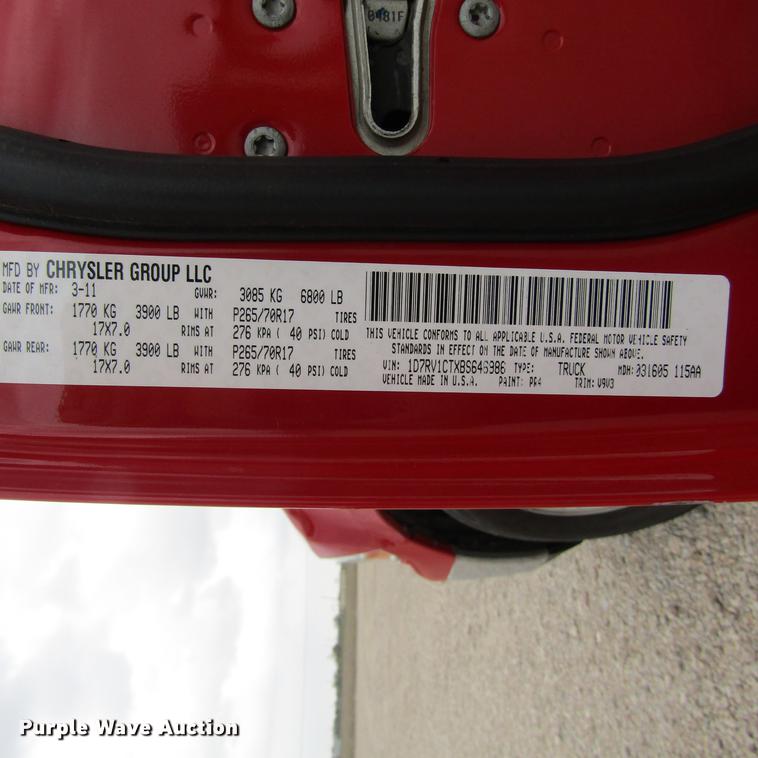 image for item DC0026 2011 Dodge Ram 1500 Quad Cab pickup truck