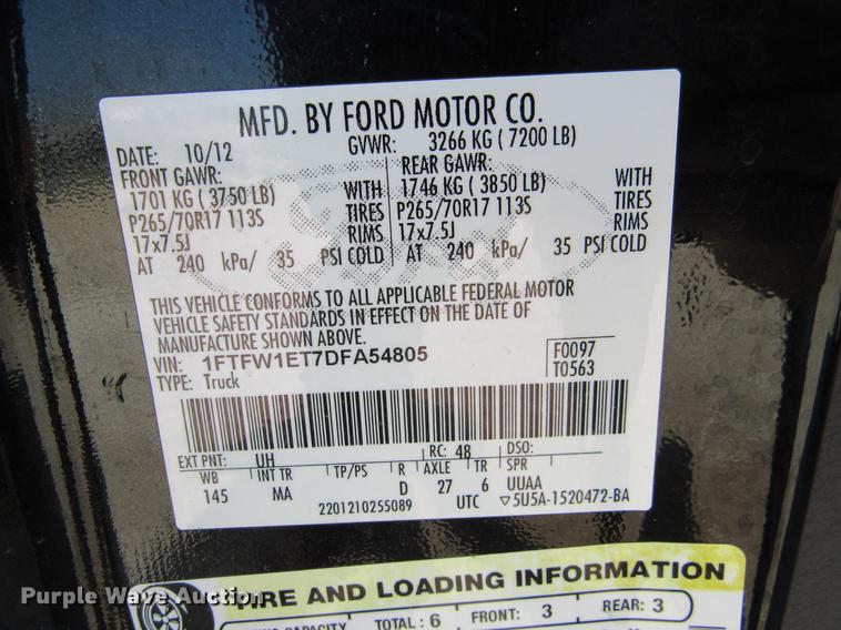 image for item DC2182 2013 Ford F150 SuperCrew pickup truck