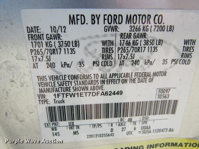 image for item DC2183 2013 Ford F150 SuperCrew pickup truck