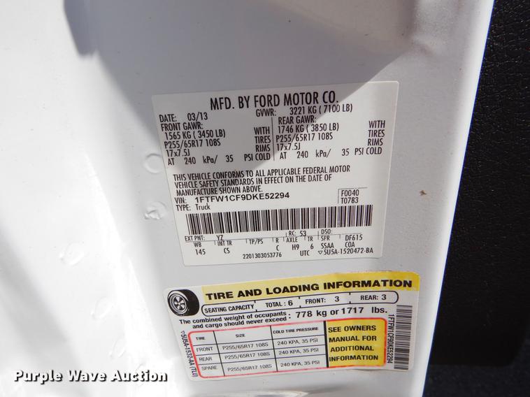 image for item DC2279 2013 Ford F150 XL SuperCrew pickup truck