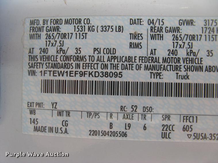 image for item DC2308 2015 Ford F150 XL SuperCrew pickup truck