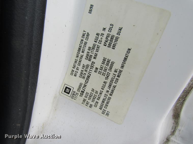 image for item DC4289 1998 Chevrolet C7500 box truck