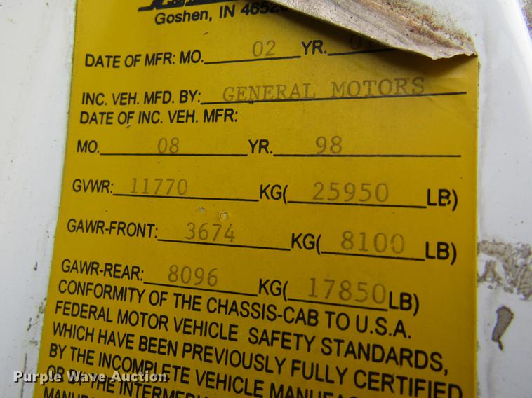 image for item DC4289 1998 Chevrolet C7500 box truck